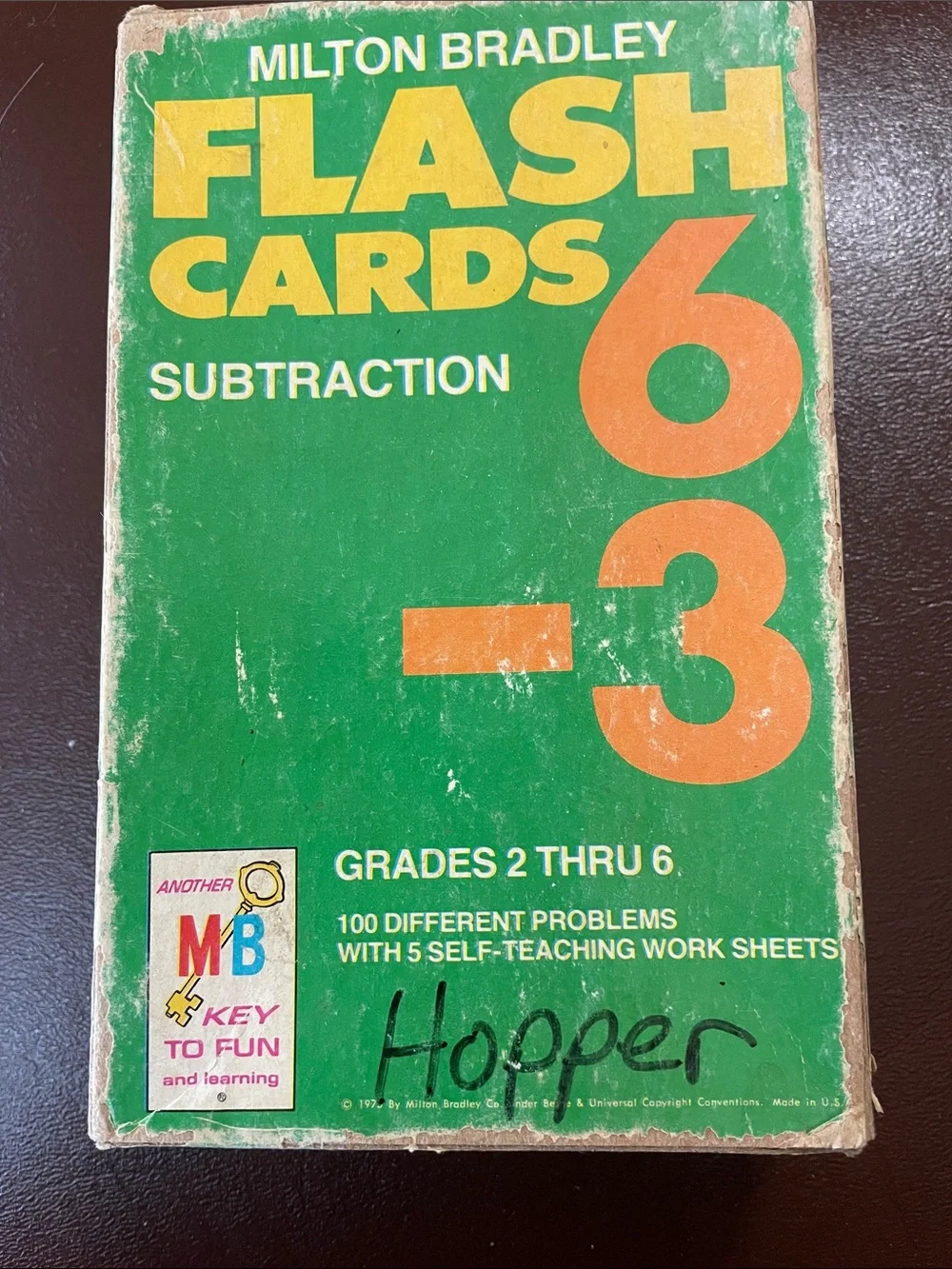 VTG Milton Bradley Subtraction Flash Cards